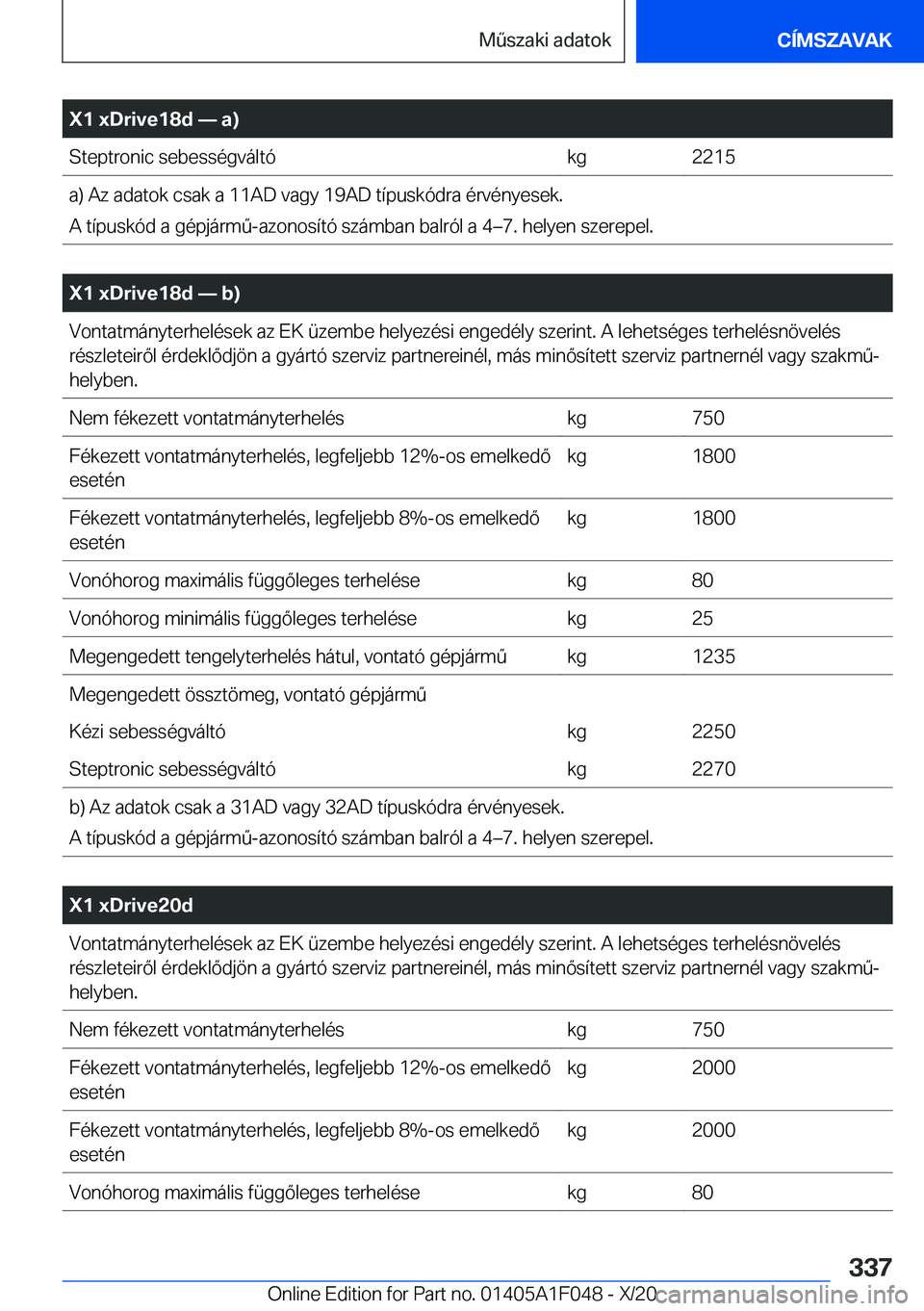 BMW X1 2021  Kezelési útmutató (in Hungarian) �X�1��x�D�r�i�v�e�1�8�d�n��a�)�S�t�e�p�t�r�o�n�i�c��s�e�b�e�s�s�