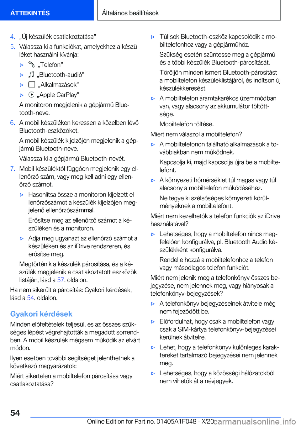 BMW X1 2021  Kezelési útmutató (in Hungarian) �4�.x�