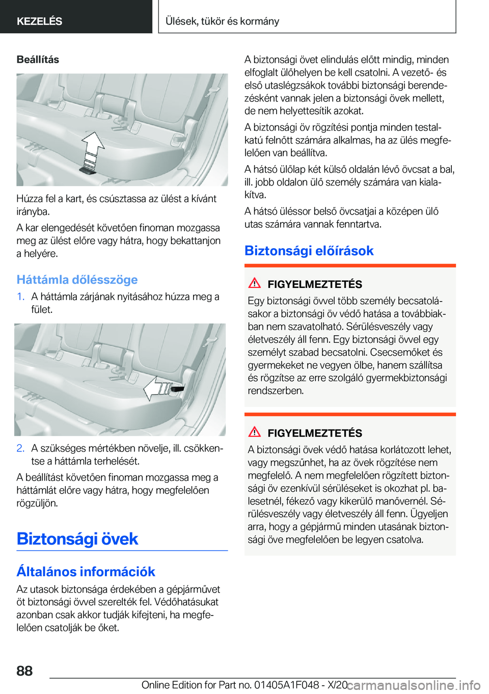 BMW X1 2021  Kezelési útmutató (in Hungarian) �B�e�
