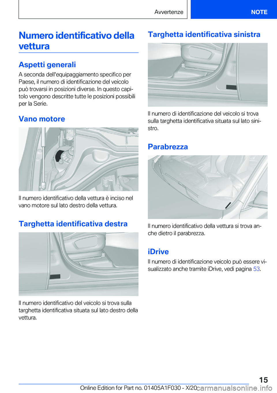 BMW X1 2021  Libretti Di Uso E manutenzione (in Italian) �N�u�m�e�r�o��i�d�e�n�t�i�f�i�c�a�t�i�v�o��d�e�l�l�a�v�e�t�t�u�r�a
�A�s�p�e�t�t�i��g�e�n�e�r�a�l�i
�A��s�e�c�o�n�d�a��d�e�l�l�'�e�q�u�i�p�a�g�g�i�a�m�e�n�t�o��s�p�e�c�i�f�i�c�o��p�e�r
�P�a�