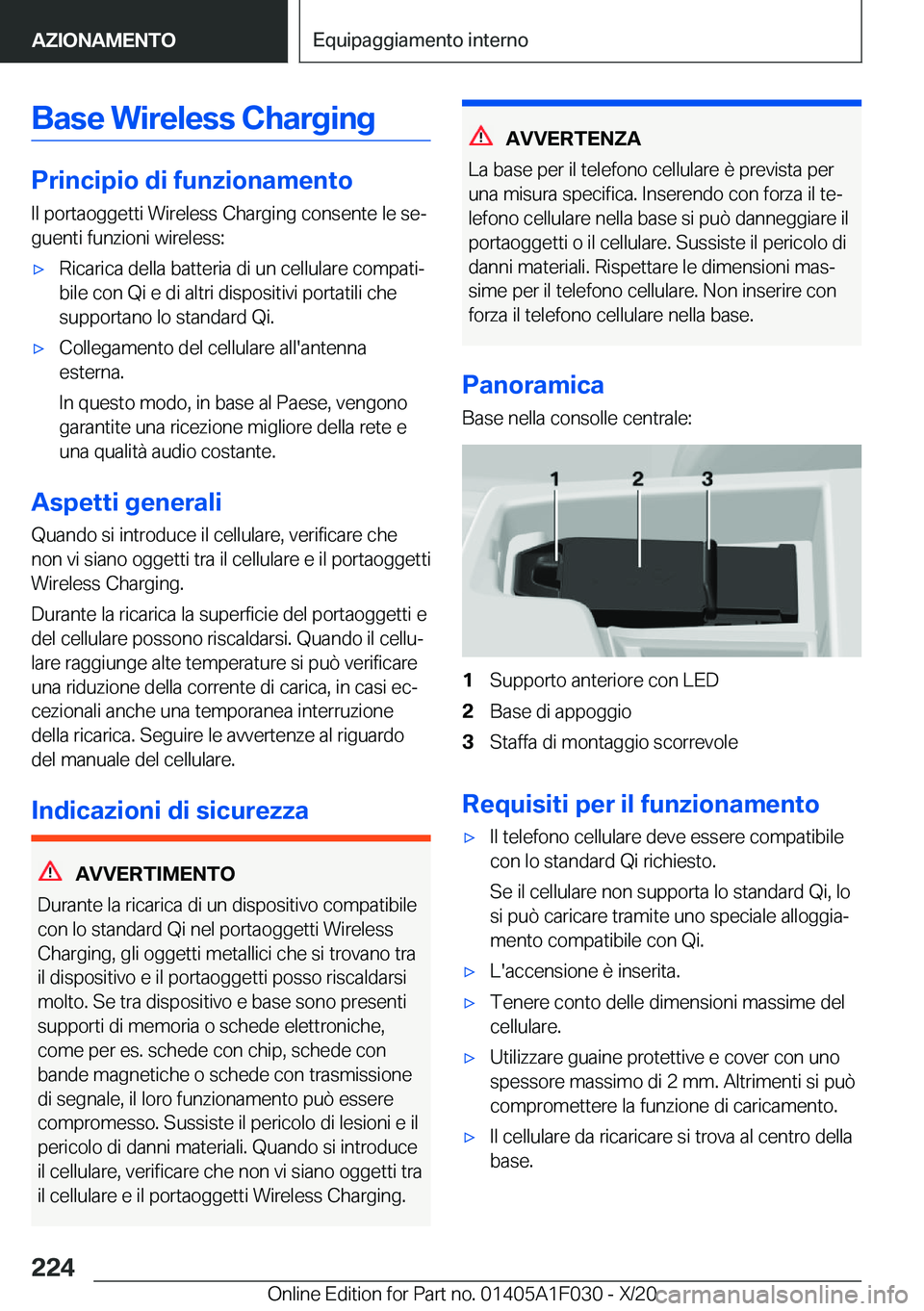 BMW X1 2021  Libretti Di Uso E manutenzione (in Italian) �B�a�s�e��W�i�r�e�l�e�s�s��C�h�a�r�g�i�n�g
�P�r�i�n�c�i�p�i�o��d�i��f�u�n�z�i�o�n�a�m�e�n�t�o
�I�l��p�o�r�t�a�o�g�g�e�t�t�i��W�i�r�e�l�e�s�s��C�h�a�r�g�i�n�g��c�o�n�s�e�n�t�e��l�e��s�eª �g