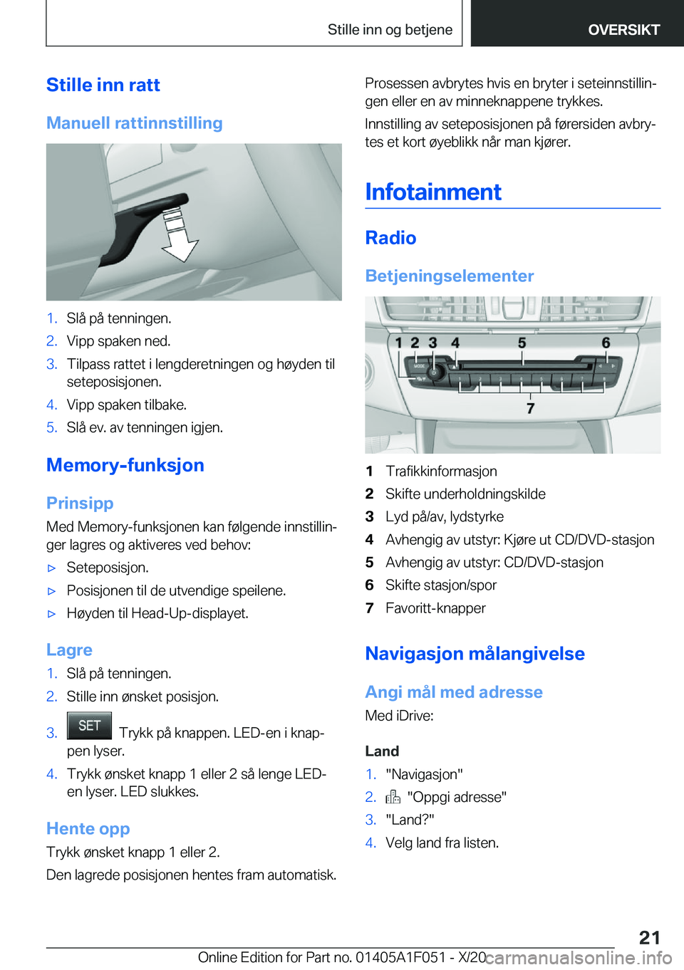BMW X1 2021  InstruksjonsbØker (in Norwegian) �S�t�i�l�l�e��i�n�n��r�a�t�t
�M�a�n�u�e�l�l��r�a�t�t�i�n�n�s�t�i�l�l�i�n�g�1�.�S�l�å��p�å��t�e�n�n�i�n�g�e�n�.�2�.�V�i�p�p��s�p�a�k�e�n��n�e�d�.�3�.�T�i�l�p�a�s�s��r�a�t�t�e�t��i��l�e�n�g�
