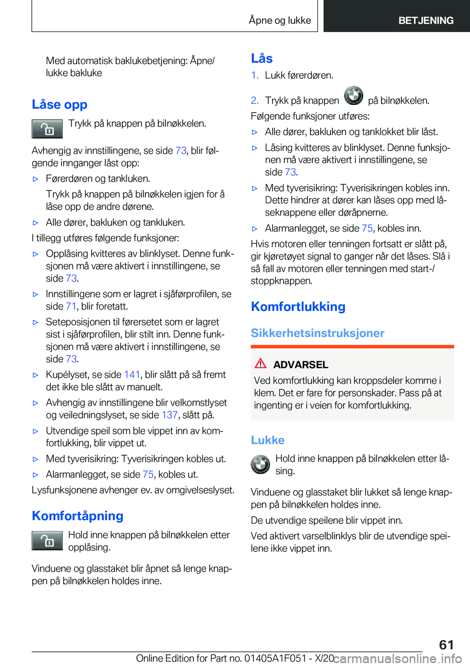 BMW X1 2021  InstruksjonsbØker (in Norwegian) �M�e�d��a�u�t�o�m�a�t�i�s�k��b�a�k�l�u�k�e�b�e�t�j�e�n�i�n�g�:��