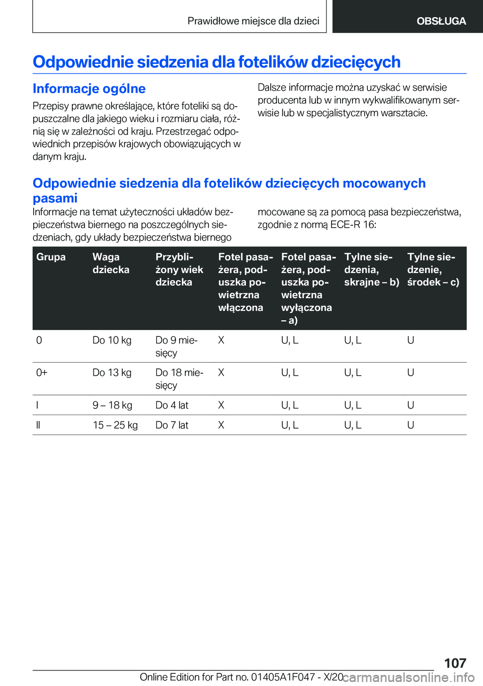 BMW X1 2021  Instrukcja obsługi (in Polish) �O�d�p�o�w�i�e�d�n�i�e��s�i�e�d�z�e�n�i�a��d�l�a��f�o�t�e�l�i�k�