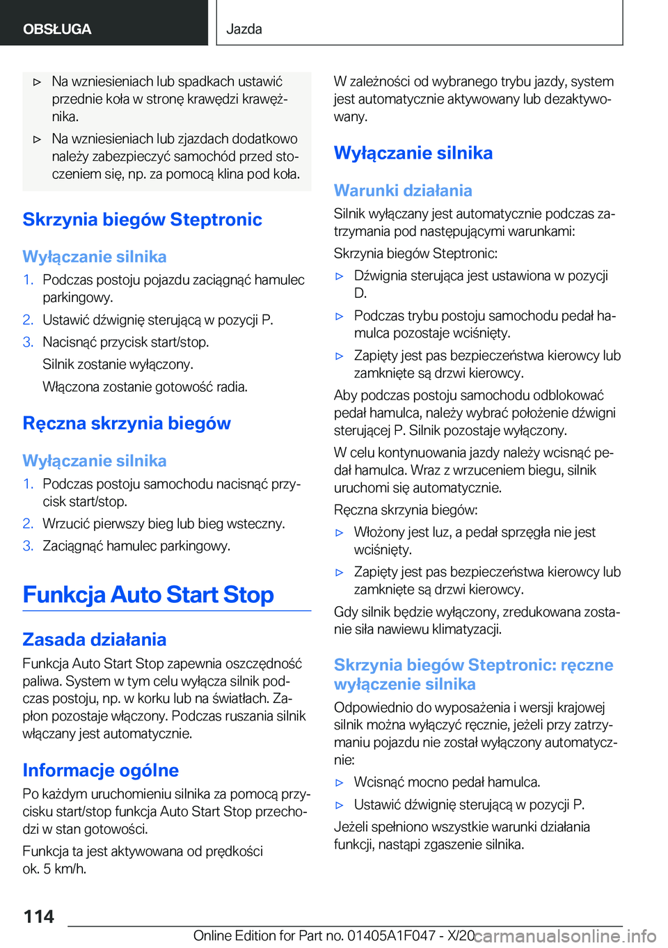 BMW X1 2021  Instrukcja obsługi (in Polish) 'x�N�a��w�z�n�i�e�s�i�e�n�i�a�c�h��l�u�b��s�p�a�d�k�a�c�h��u�s�t�a�w�i�