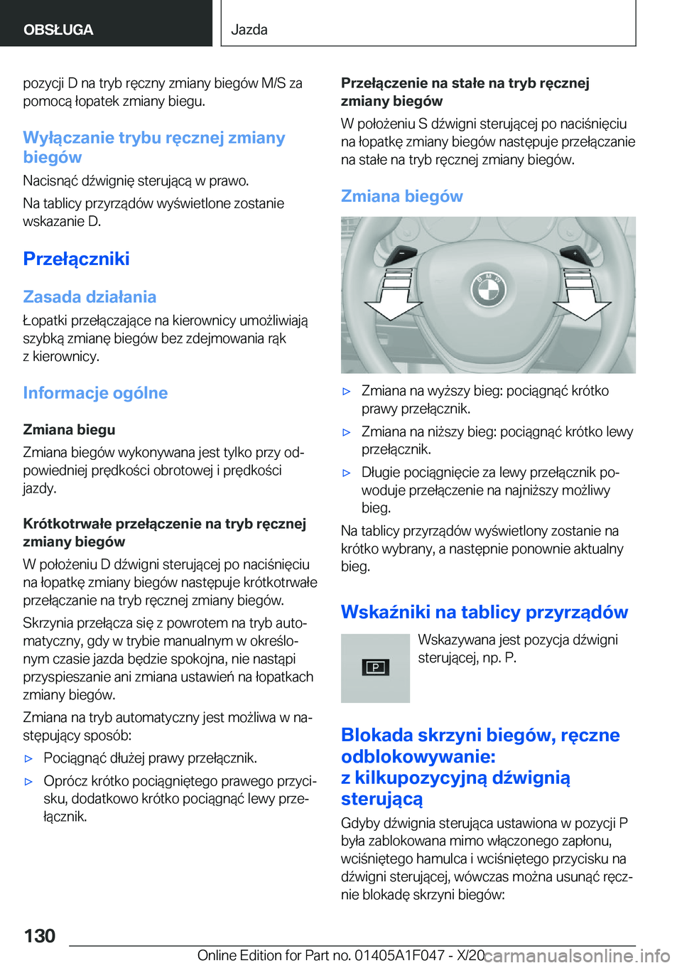 BMW X1 2021  Instrukcja obsługi (in Polish) �p�o�z�y�c�j�i��D��n�a��t�r�y�b��r�
