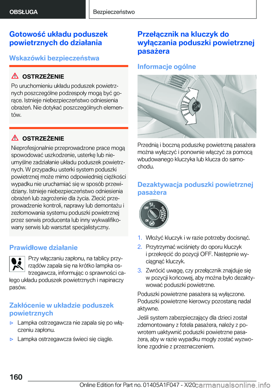 BMW X1 2021  Instrukcja obsługi (in Polish) �G�o�t�o�w�o�ć��u�k�ł�a�d�u��p�o�d�u�s�z�e�k
�p�o�w�i�e�t�r�z�n�y�c�h��d�o��d�z�i�a�ł�a�n�i�a
�W�s�k�a�z�
