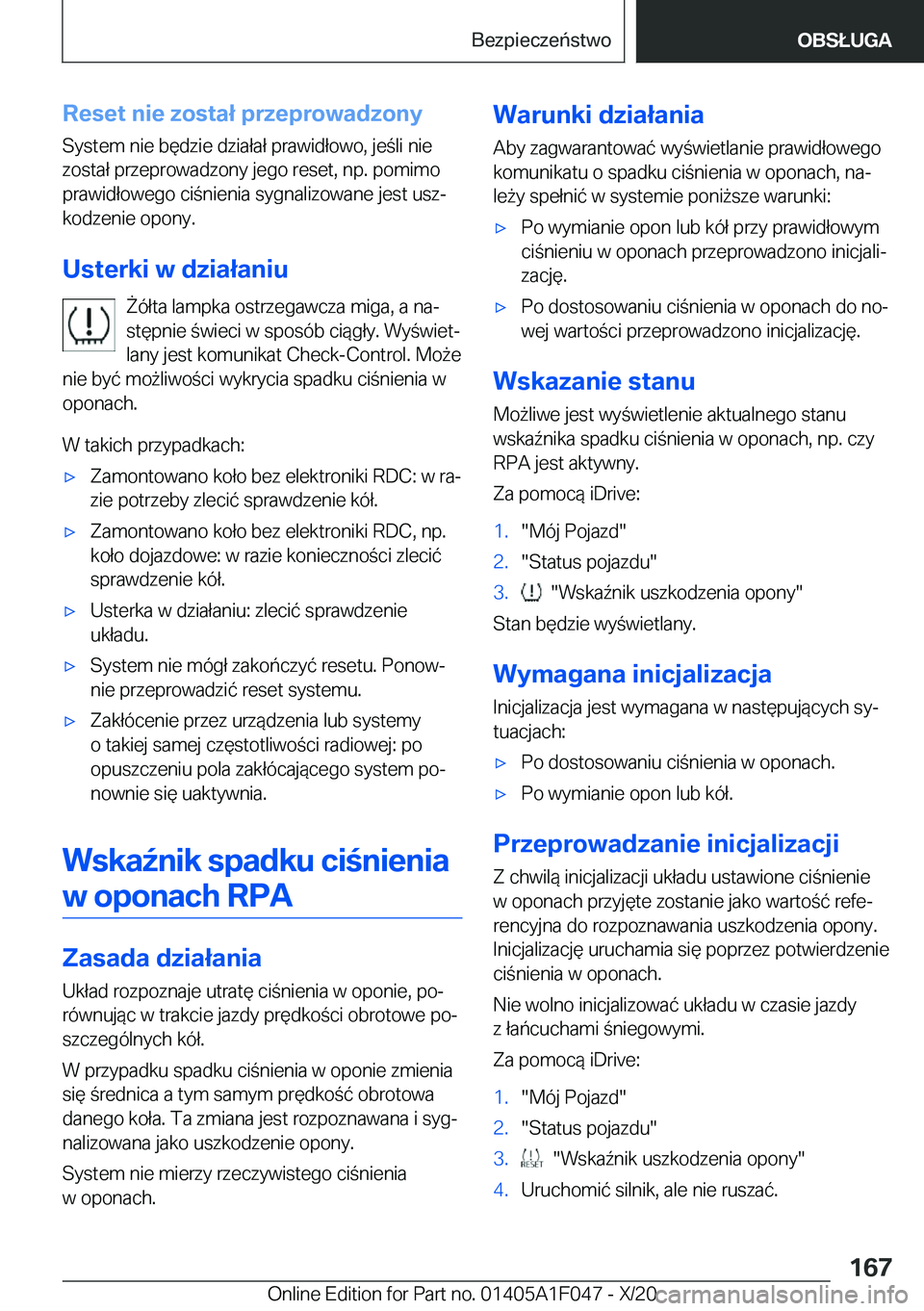 BMW X1 2021  Instrukcja obsługi (in Polish) �R�e�s�e�t��n�i�e��z�o�s�t�a�ł��p�r�z�e�p�r�o�w�a�d�z�o�n�y�S�y�s�t�e�m��n�i�e��b�