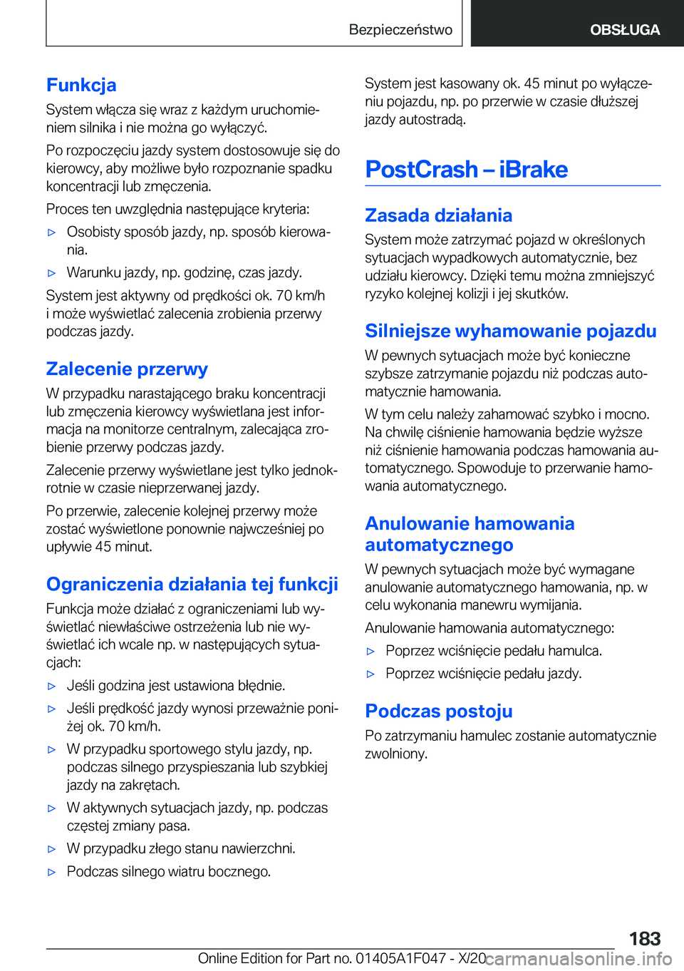 BMW X1 2021  Instrukcja obsługi (in Polish) �F�u�n�k�c�j�a�S�y�s�t�e�m��w�ł�