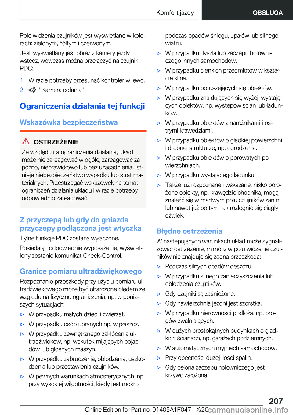 BMW X1 2021  Instrukcja obsługi (in Polish) �P�o�l�e��w�i�d�z�e�n�i�a��c�z�u�j�n�i�k�