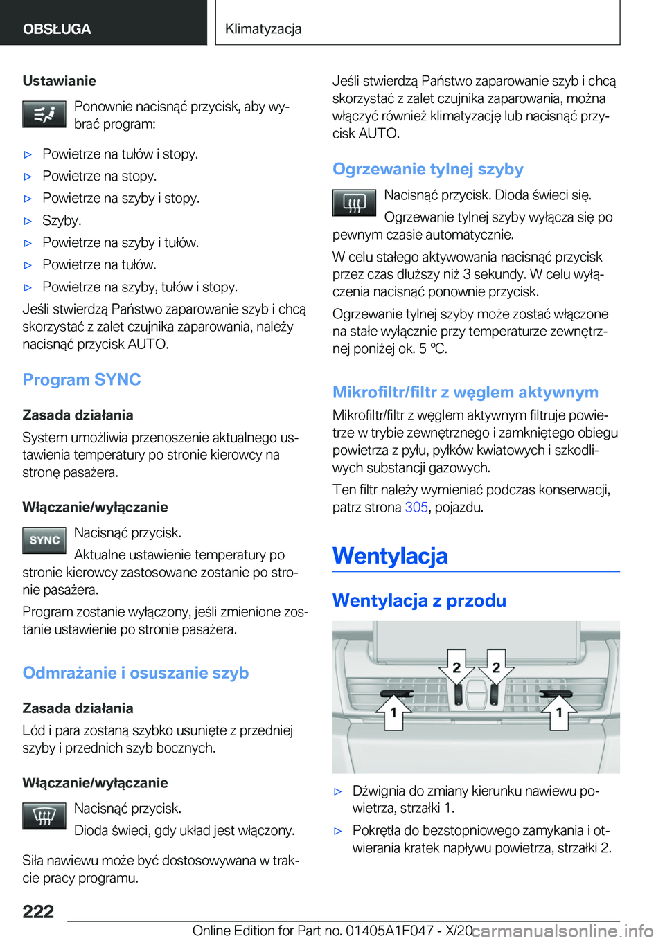 BMW X1 2021  Instrukcja obsługi (in Polish) �U�s�t�a�w�i�a�n�i�e�P�o�n�o�w�n�i�e��n�a�c�i�s�n�
