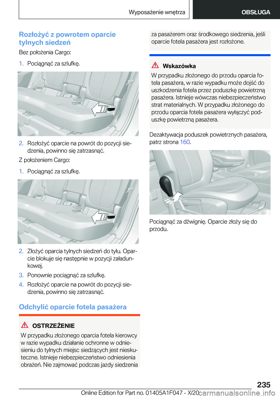 BMW X1 2021  Instrukcja obsługi (in Polish) �R�o�z�ł�o9�y�ć��z��p�o�w�r�o�t�e�m��o�p�a�r�c�i�e
�t�y�l�n�y�c�h��s�i�e�d�z�e�
