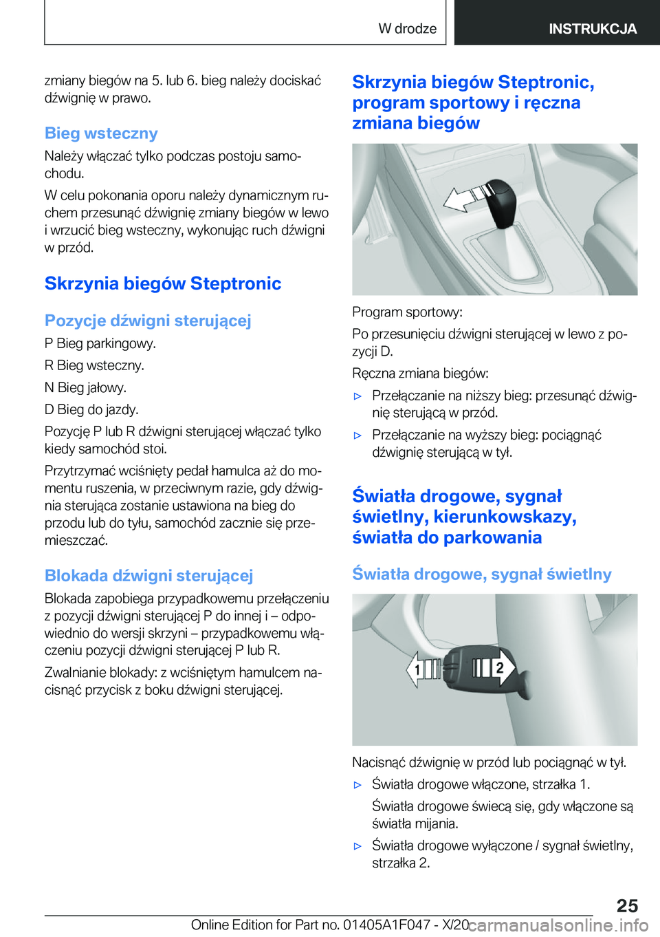 BMW X1 2021  Instrukcja obsługi (in Polish) �z�m�i�a�n�y��b�i�e�g�