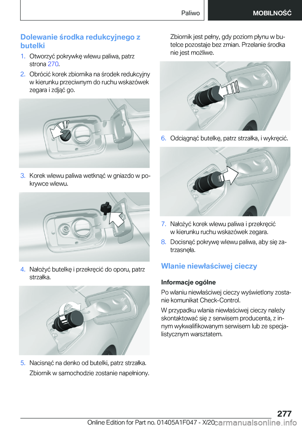 BMW X1 2021  Instrukcja obsługi (in Polish) �D�o�l�e�w�a�n�i�e��r�o�d�k�a��r�e�d�u�k�c�y�j�n�e�g�o��z
�b�u�t�e�l�k�i�1�.�O�t�w�o�r�z�y�