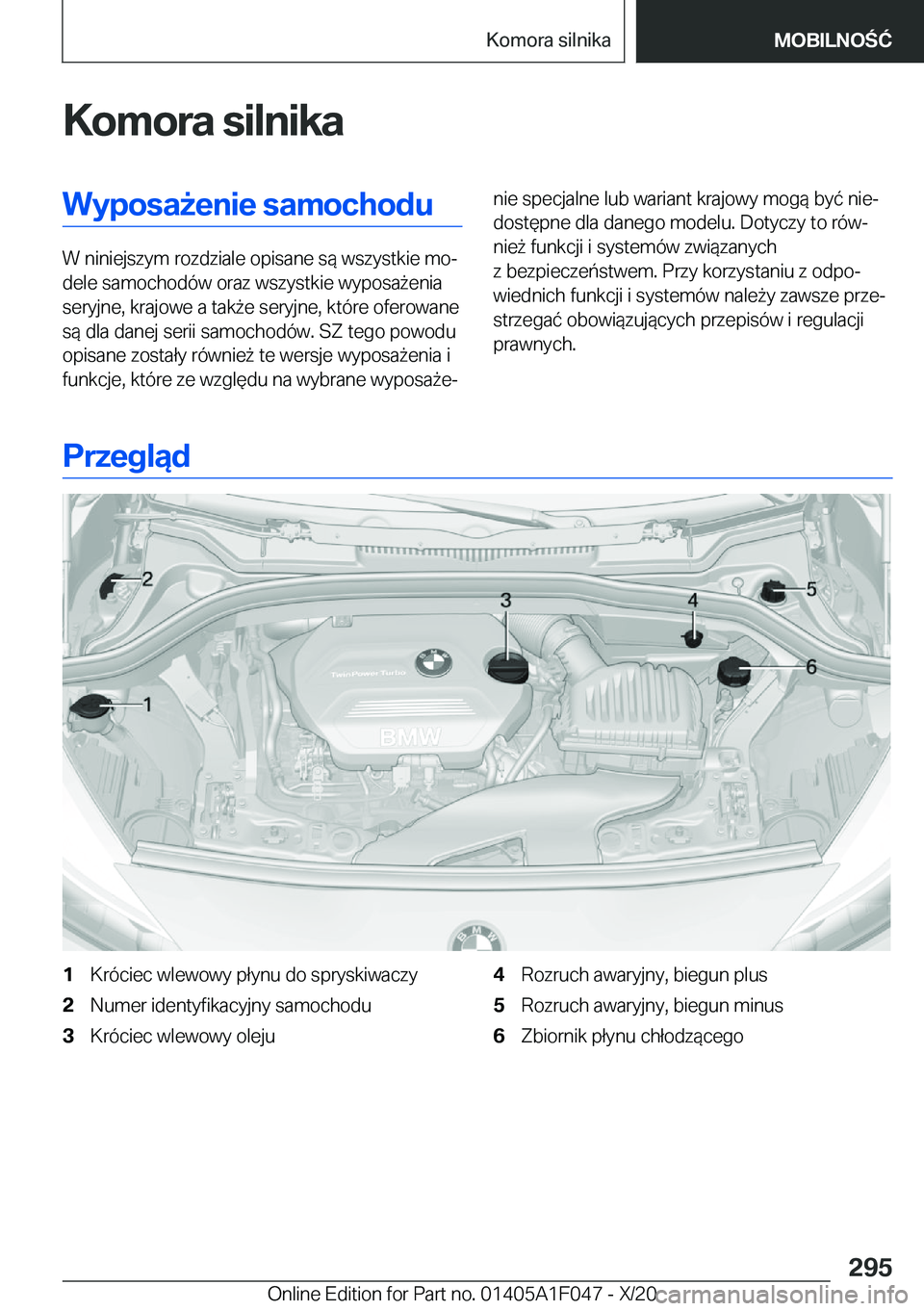 BMW X1 2021  Instrukcja obsługi (in Polish) �K�o�m�o�r�a��s�i�l�n�i�k�a�W�y�p�o�s�a9�e�n�i�e��s�a�m�o�c�h�o�d�u
�W��n�i�n�i�e�j�s�z�y�m��r�o�z�d�z�i�a�l�e��o�p�i�s�a�n�e��s�