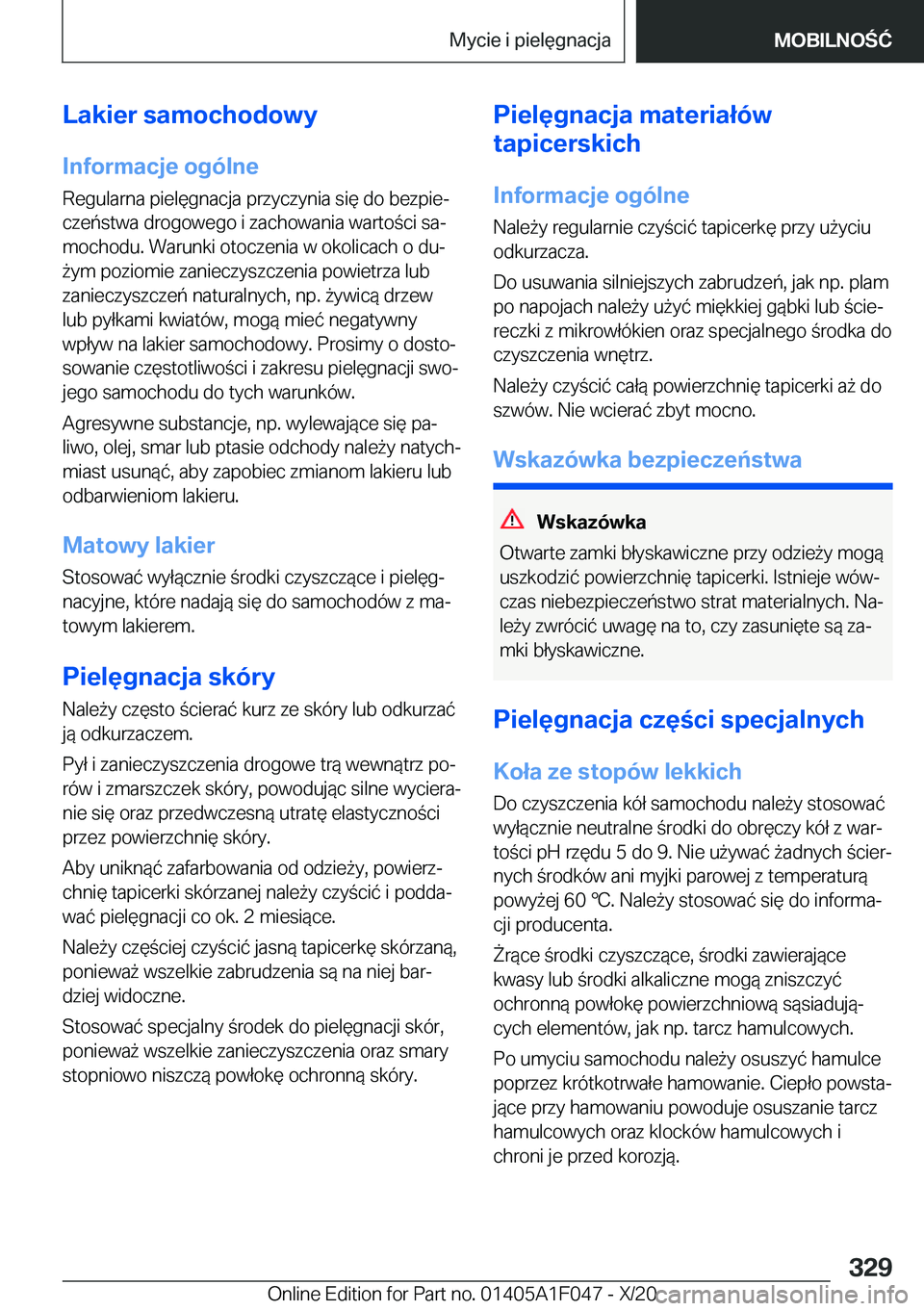 BMW X1 2021  Instrukcja obsługi (in Polish) �L�a�k�i�e�r��s�a�m�o�c�h�o�d�o�w�y�I�n�f�o�r�m�a�c�j�e��o�g�