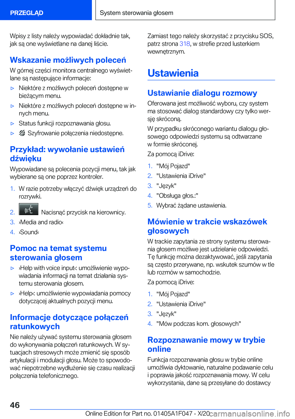 BMW X1 2021  Instrukcja obsługi (in Polish) �W�p�i�s�y��z��l�i�s�t�y��n�a�l�e9�y��w�y�p�o�w�i�a�d�a�