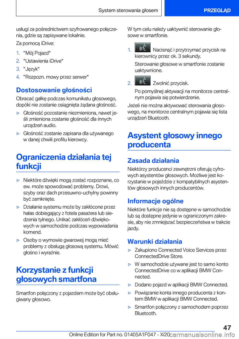 BMW X1 2021  Instrukcja obsługi (in Polish) �u�s�ł�u�g�i��z�a��p�o�r�e�d�n�i�c�t�w�e�m��s�z�y�f�r�o�w�a�n�e�g�o��p�o�ł�