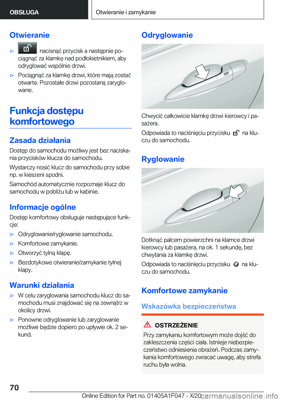 BMW X1 2021  Instrukcja obsługi (in Polish) �O�t�w�i�e�r�a�n�i�e'x���n�a�c�i�s�n�