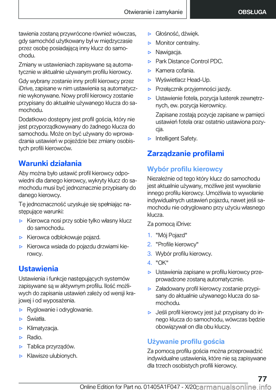 BMW X1 2021  Instrukcja obsługi (in Polish) �t�a�w�i�e�n�i�a��z�o�s�t�a�n�