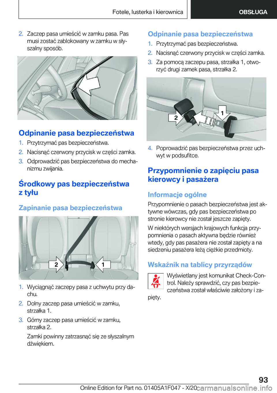 BMW X1 2021  Instrukcja obsługi (in Polish) �2�.�Z�a�c�z�e�p��p�a�s�a��u�m�i�e�c�i�