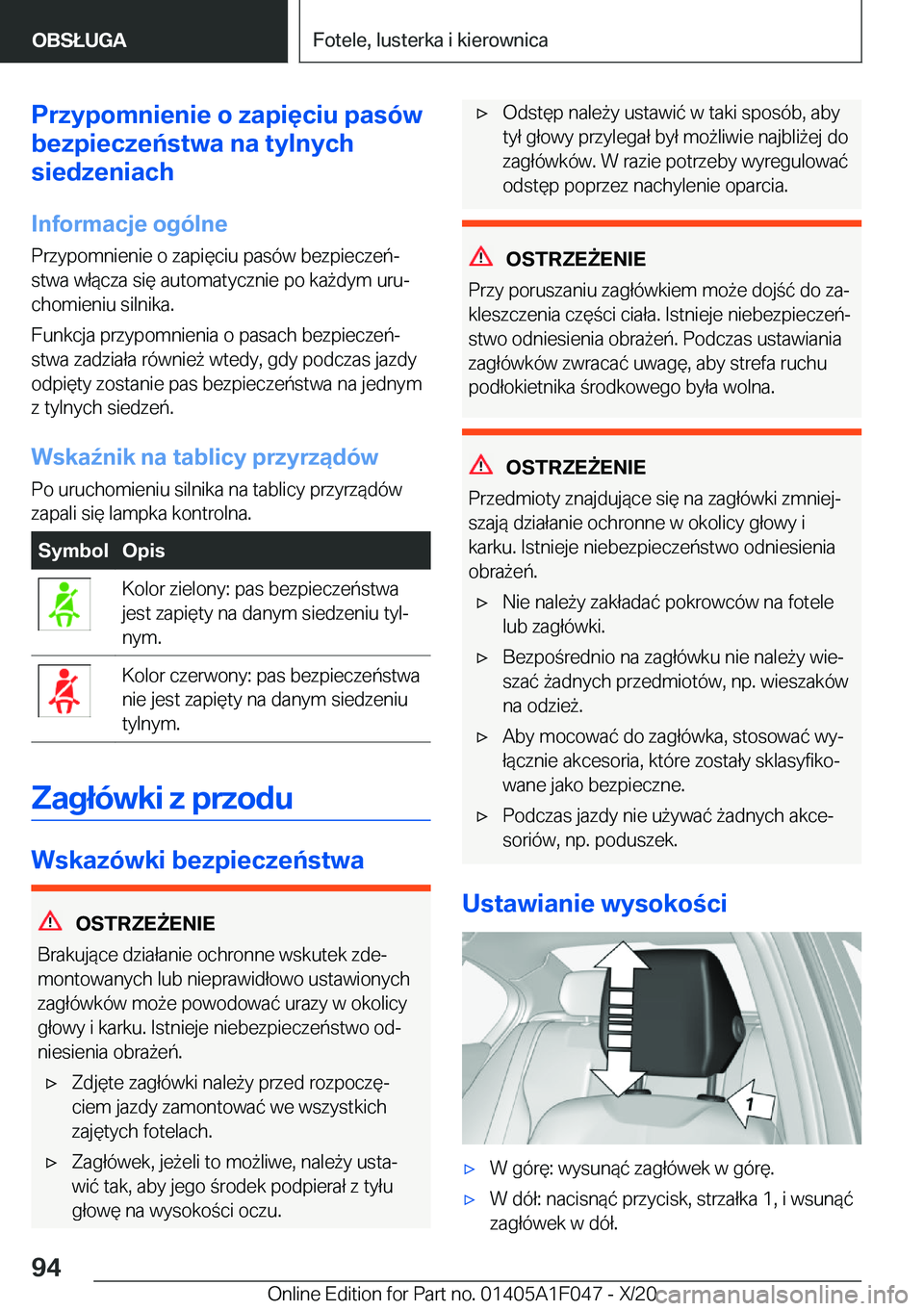 BMW X1 2021  Instrukcja obsługi (in Polish) �P�r�z�y�p�o�m�n�i�e�n�i�e��o��z�a�p�i�