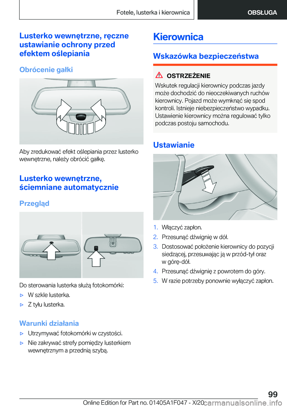BMW X1 2021  Instrukcja obsługi (in Polish) �L�u�s�t�e�r�k�o��w�e�w�n�