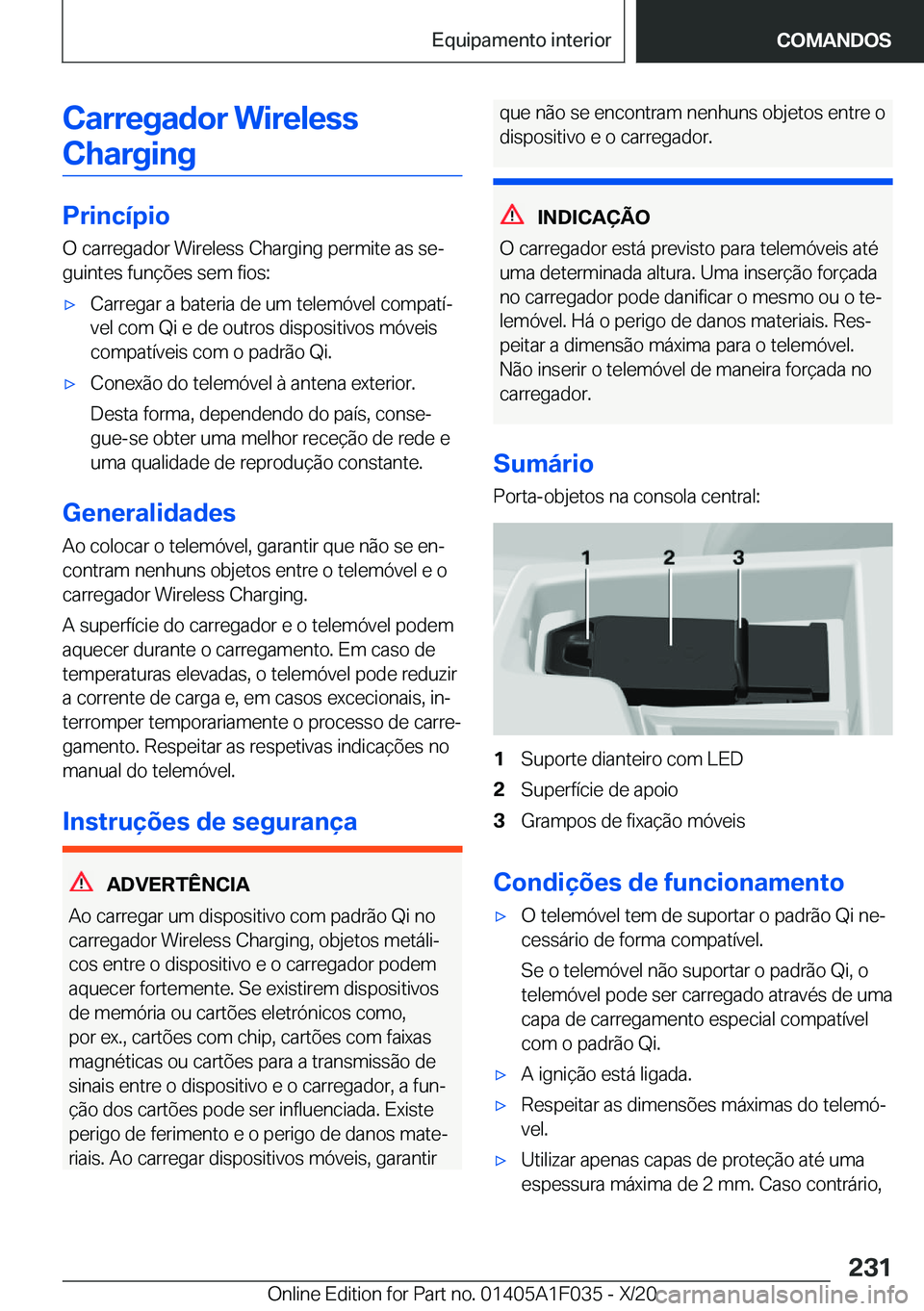 BMW X1 2021  Manual do condutor (in Portuguese) �C�a�r�r�e�g�a�d�o�r��W�i�r�e�l�e�s�s�C�h�a�r�g�i�n�g
�P�r�i�n�c�