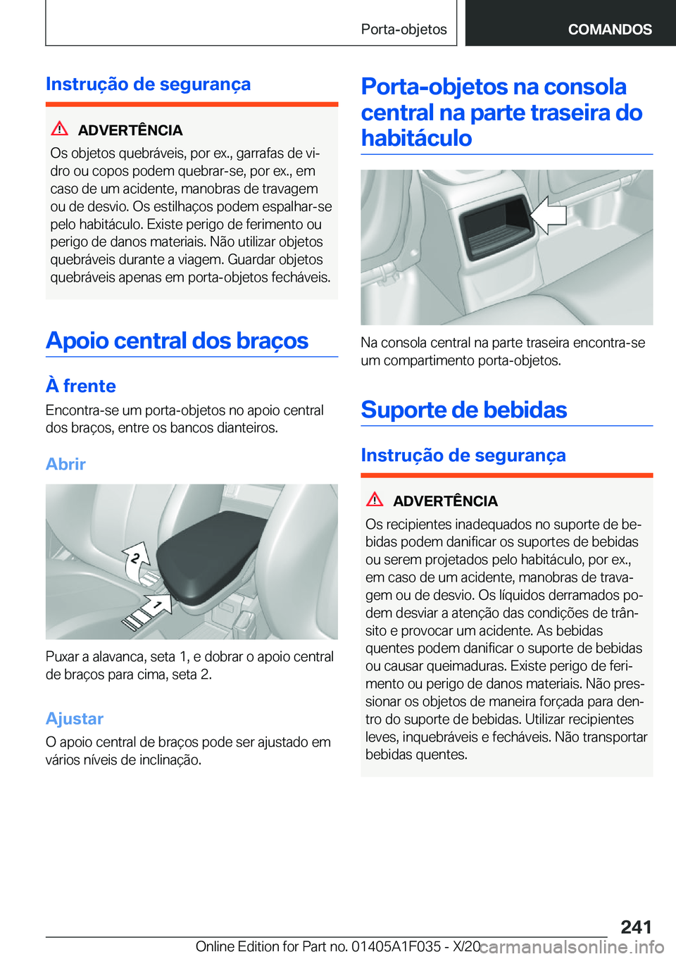 BMW X1 2021  Manual do condutor (in Portuguese) �I�n�s�t�r�u�