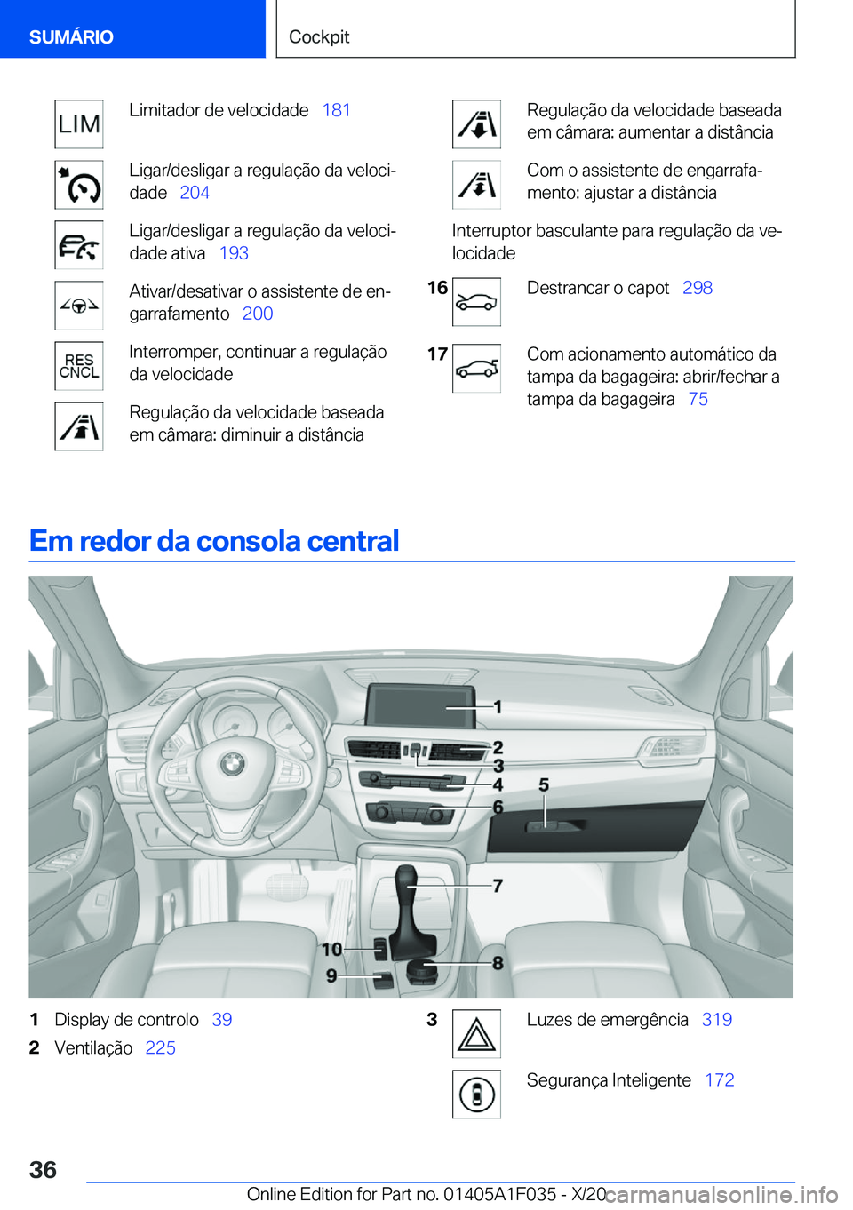 BMW X1 2021  Manual do condutor (in Portuguese) �L�i�m�i�t�a�d�o�r��d�e��v�e�l�o�c�i�d�a�d�e\_�1�8�1�L�i�g�a�r�/�d�e�s�l�i�g�a�r��a��r�e�g�u�l�a�