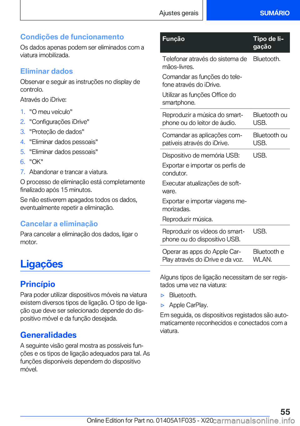 BMW X1 2021  Manual do condutor (in Portuguese) �C�o�n�d�i�
