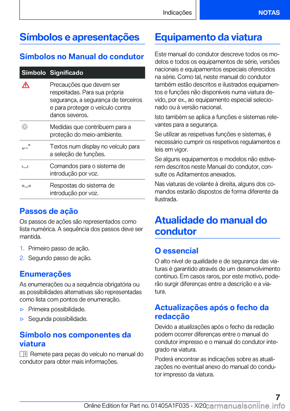 BMW X1 2021  Manual do condutor (in Portuguese) �S�