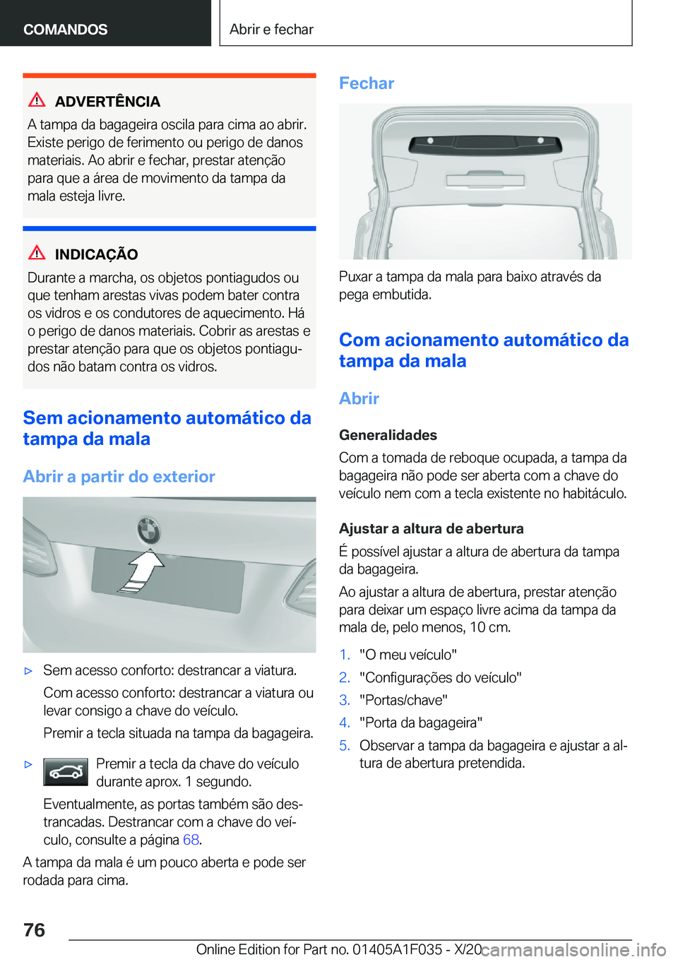 BMW X1 2021  Manual do condutor (in Portuguese) �A�D�V�E�R�T�