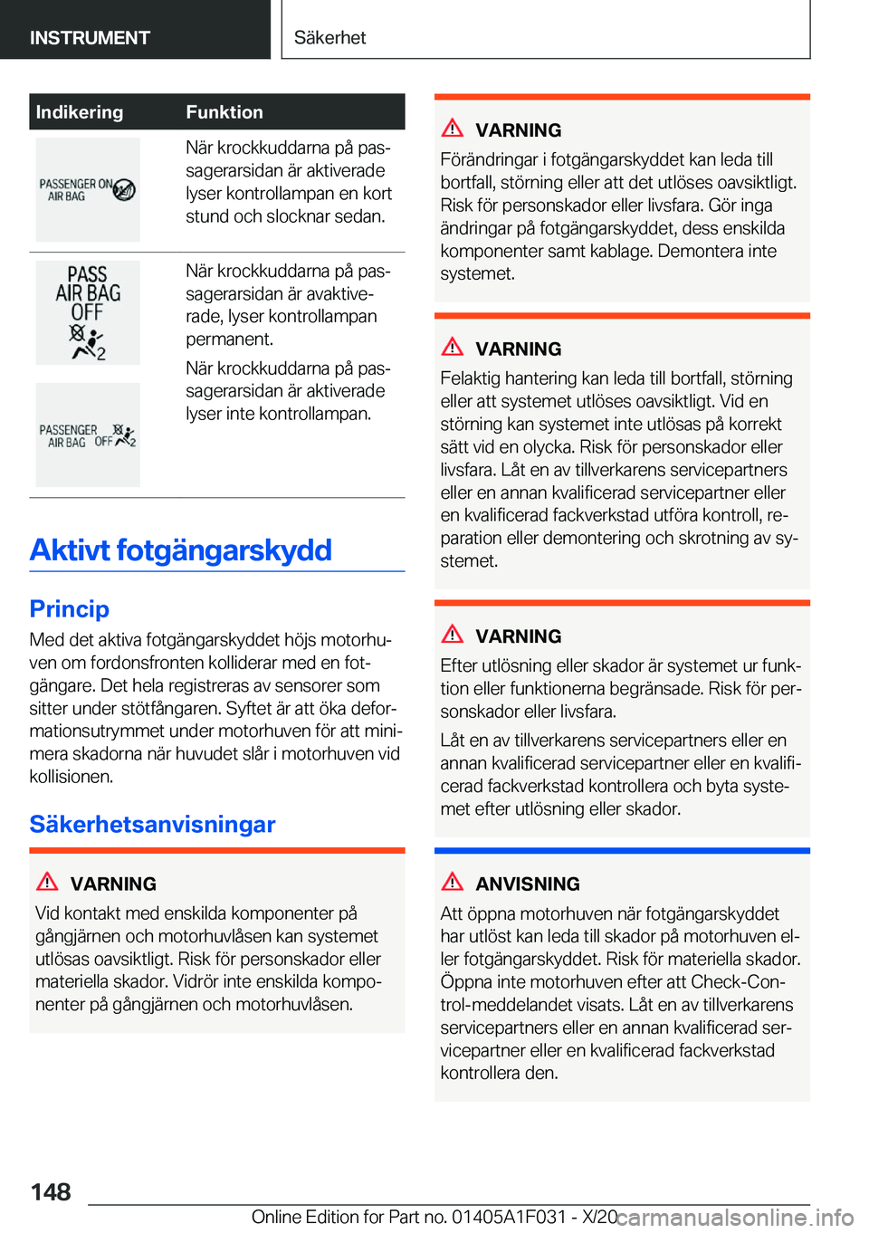 BMW X1 2021  InstruktionsbÖcker (in Swedish) �I�n�d�i�k�e�r�i�n�g�F�u�n�k�t�i�o�n�N�ä�r��k�r�o�c�k�k�u�d�d�a�r�n�a��p�å��p�a�sj
�s�a�g�e�r�a�r�s�i�d�a�n��ä�r��a�k�t�i�v�e�r�a�d�e
�l�y�s�e�r��k�o�n�t�r�o�l�l�a�m�p�a�n��e�n��k�o�r�t
�s