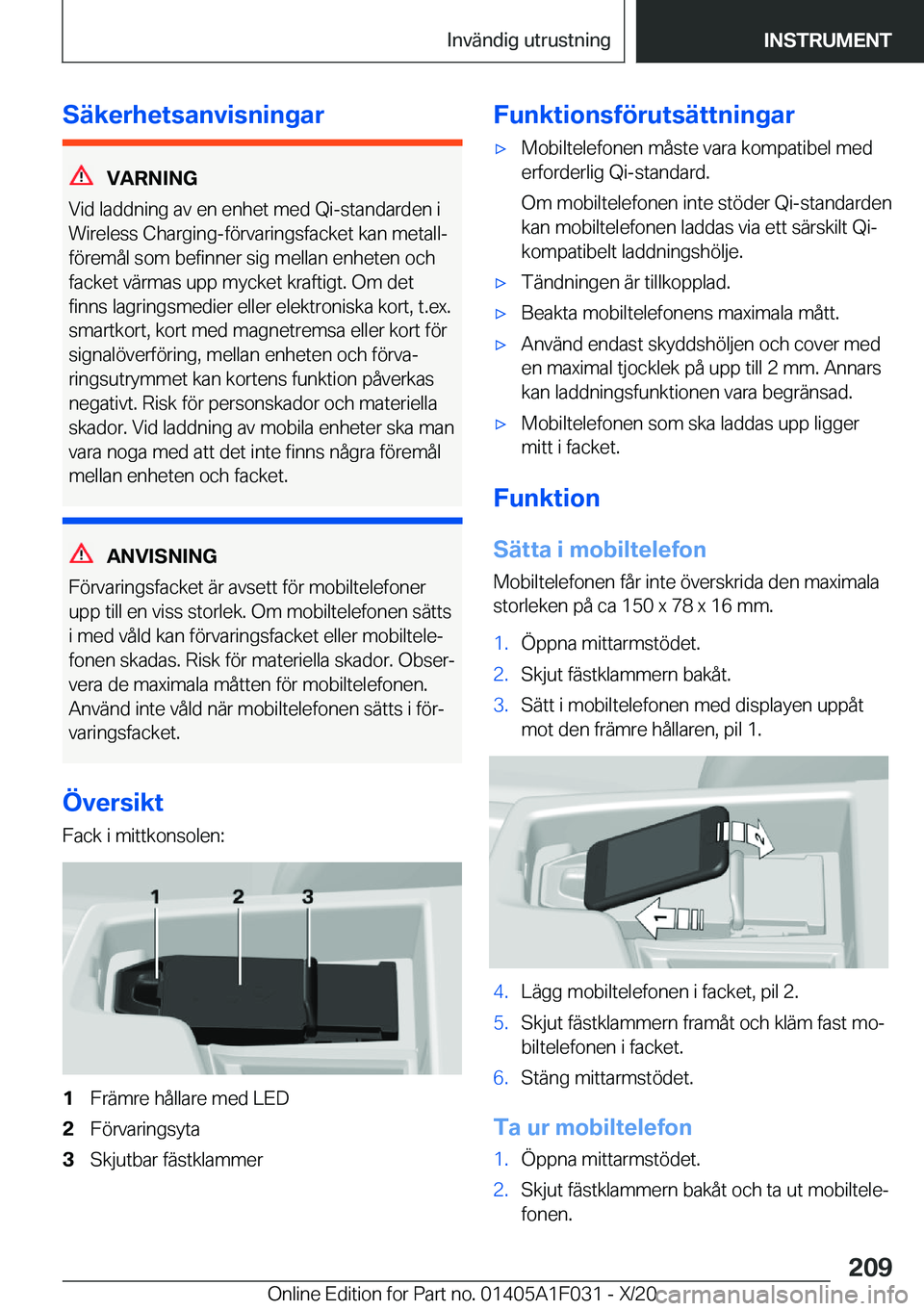 BMW X1 2021  InstruktionsbÖcker (in Swedish) �S�ä�k�e�r�h�e�t�s�a�n�v�i�s�n�i�n�g�a�r
�V�A�R�N�I�N�G
�V�i�d��l�a�d�d�n�i�n�g��a�v��e�n��e�n�h�e�t��m�e�d��Q�i�-�s�t�a�n�d�a�r�d�e�n��i
�W�i�r�e�l�e�s�s��C�h�a�r�g�i�n�g�-�f�