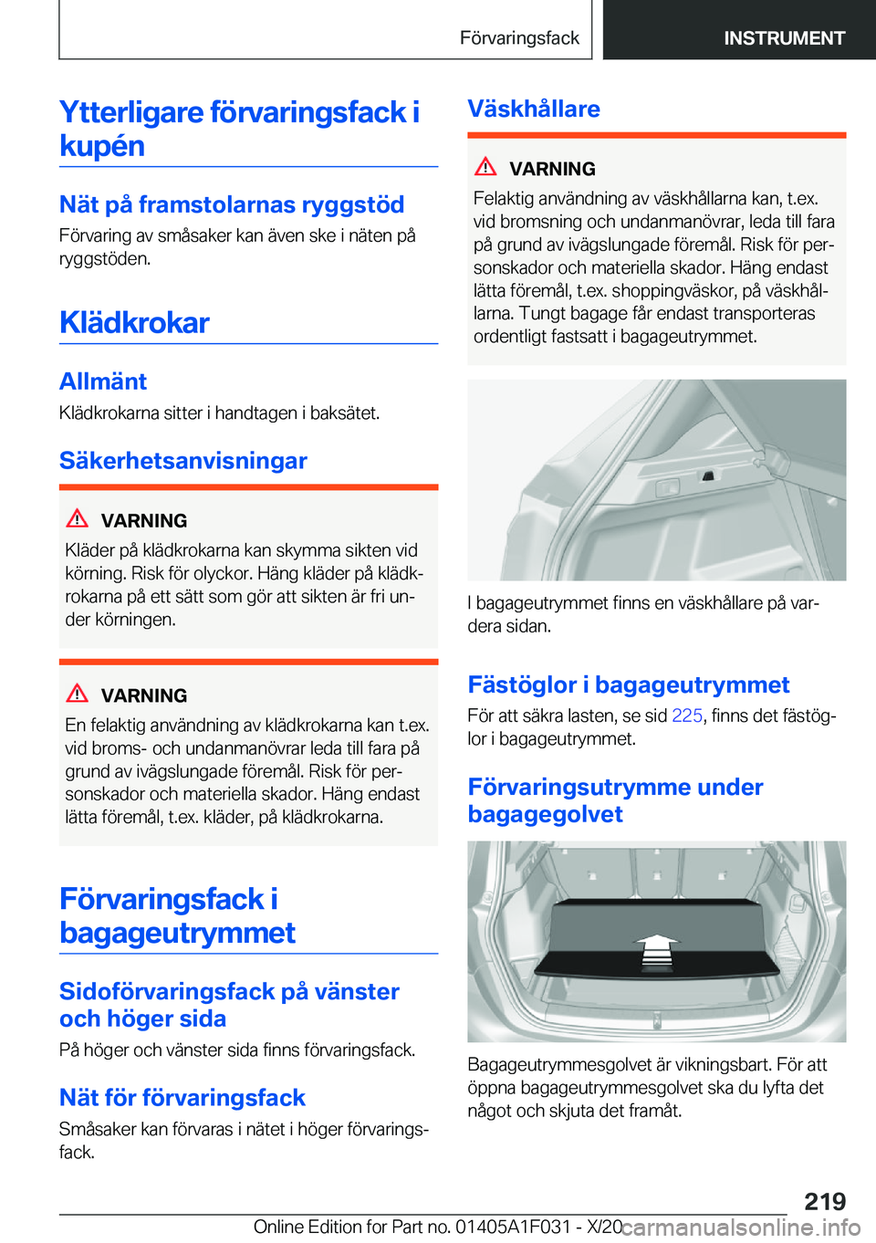 BMW X1 2021  InstruktionsbÖcker (in Swedish) �Y�t�t�e�r�l�i�g�a�r�e��f�