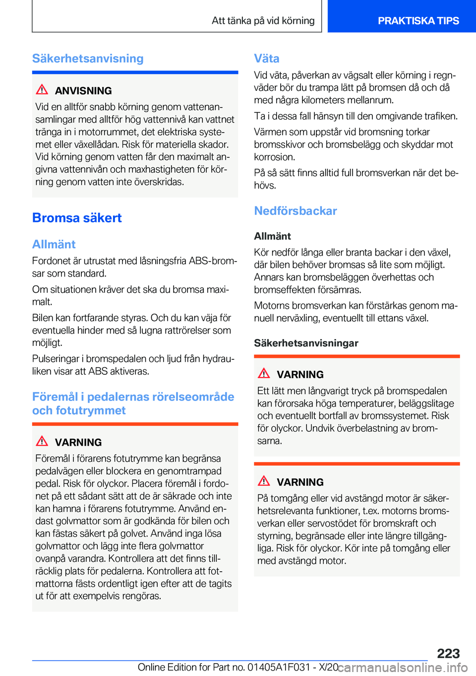 BMW X1 2021  InstruktionsbÖcker (in Swedish) �S�ä�k�e�r�h�e�t�s�a�n�v�i�s�n�i�n�g
�A�N�V�I�S�N�I�N�G
�V�i�d��e�n��a�l�l�t�f�