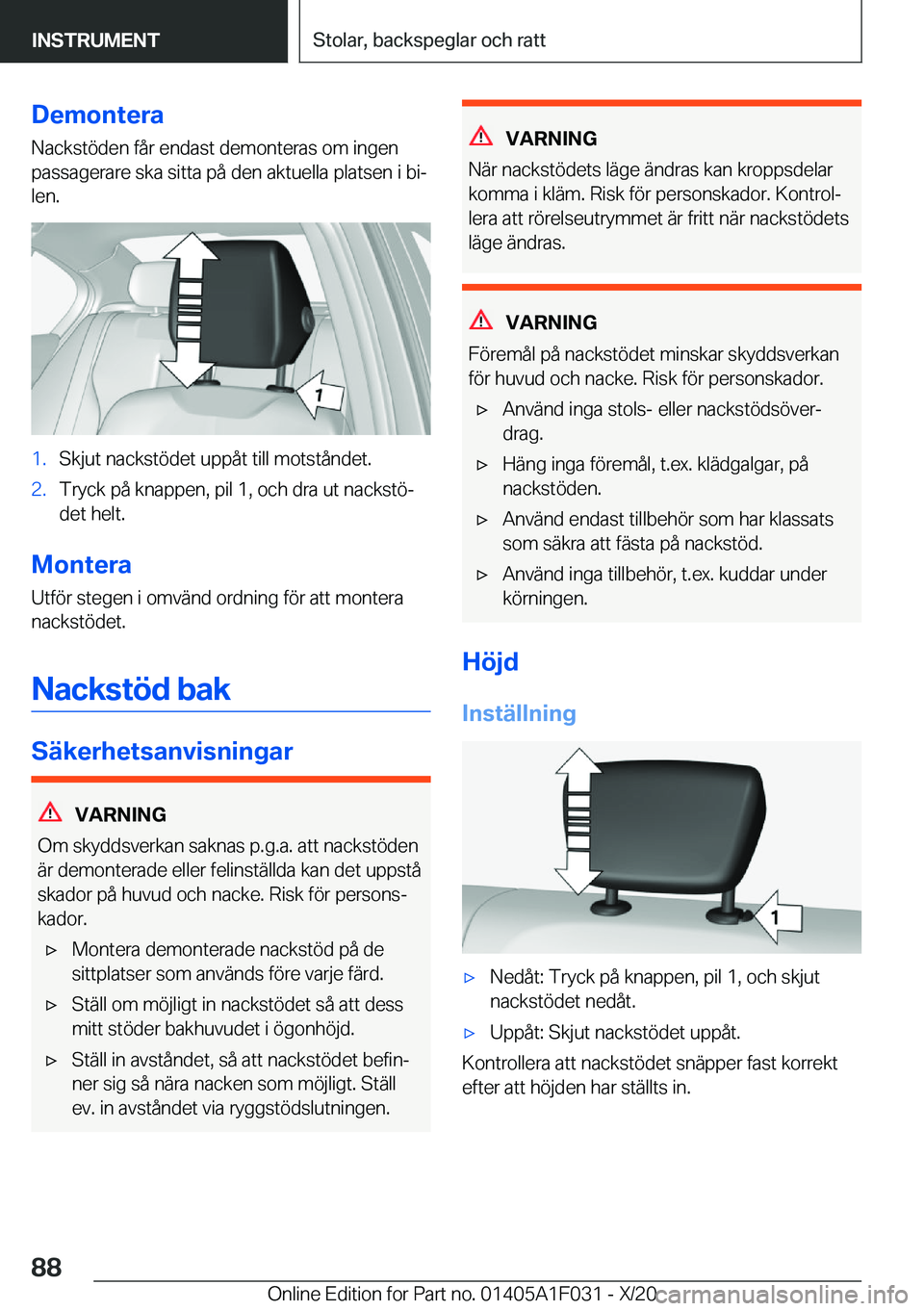 BMW X1 2021  InstruktionsbÖcker (in Swedish) �D�e�m�o�n�t�e�r�a
�N�a�c�k�s�t�