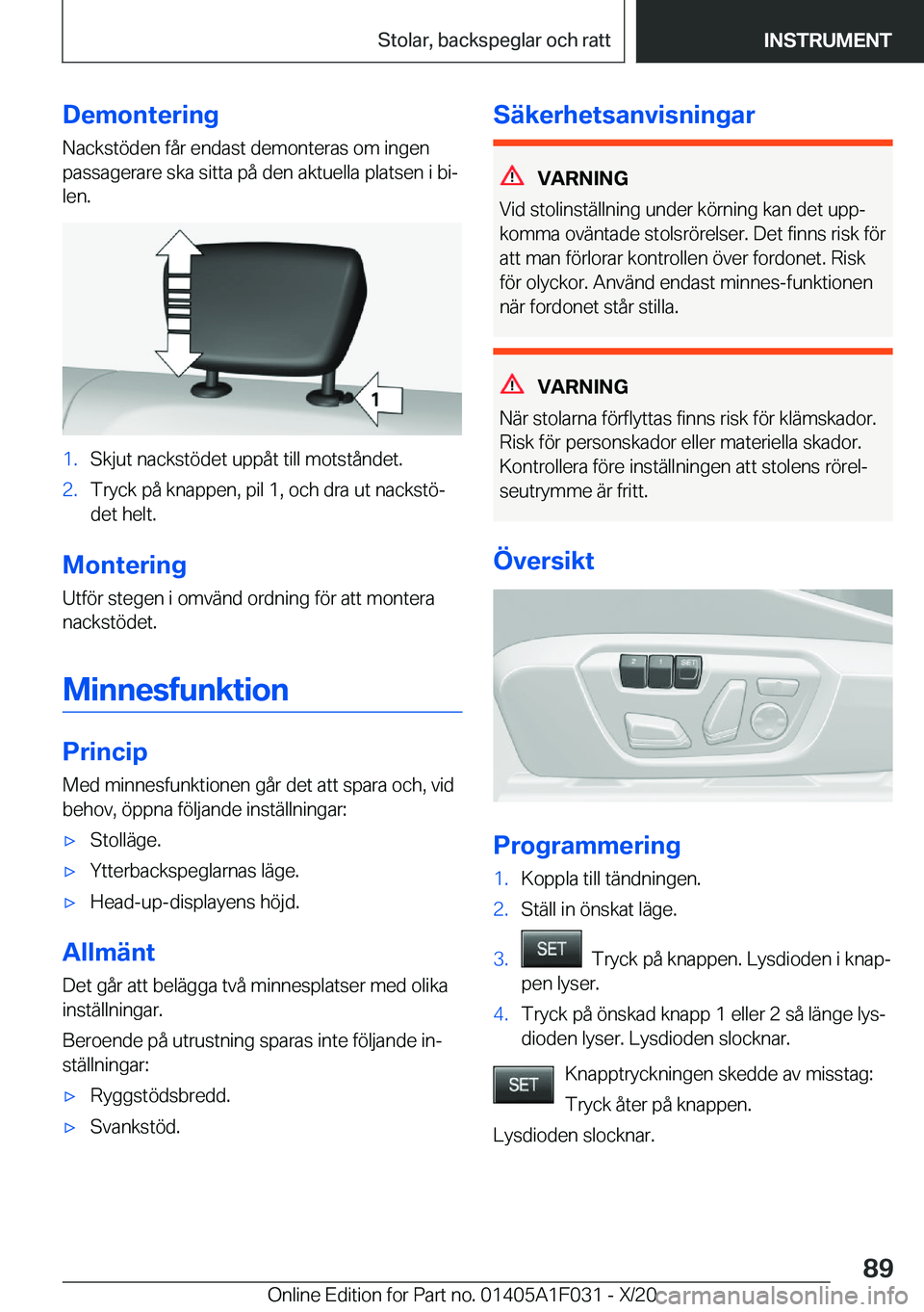BMW X1 2021  InstruktionsbÖcker (in Swedish) �D�e�m�o�n�t�e�r�i�n�g�N�a�c�k�s�t�
