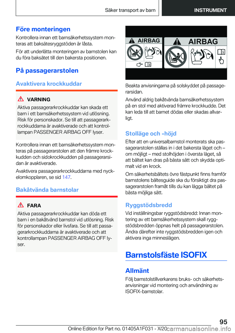 BMW X1 2021  InstruktionsbÖcker (in Swedish) �F�