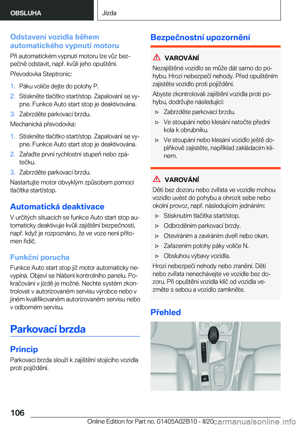 BMW X1 2020  Návod na použití (in Czech) �O�d�s�t�a�v�e�n�