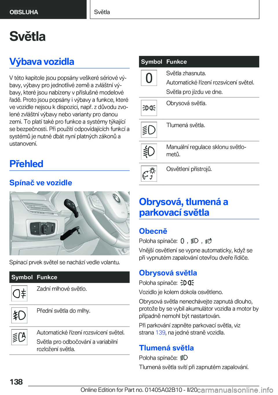BMW X1 2020  Návod na použití (in Czech) �S�v�ě�t�l�a�V�