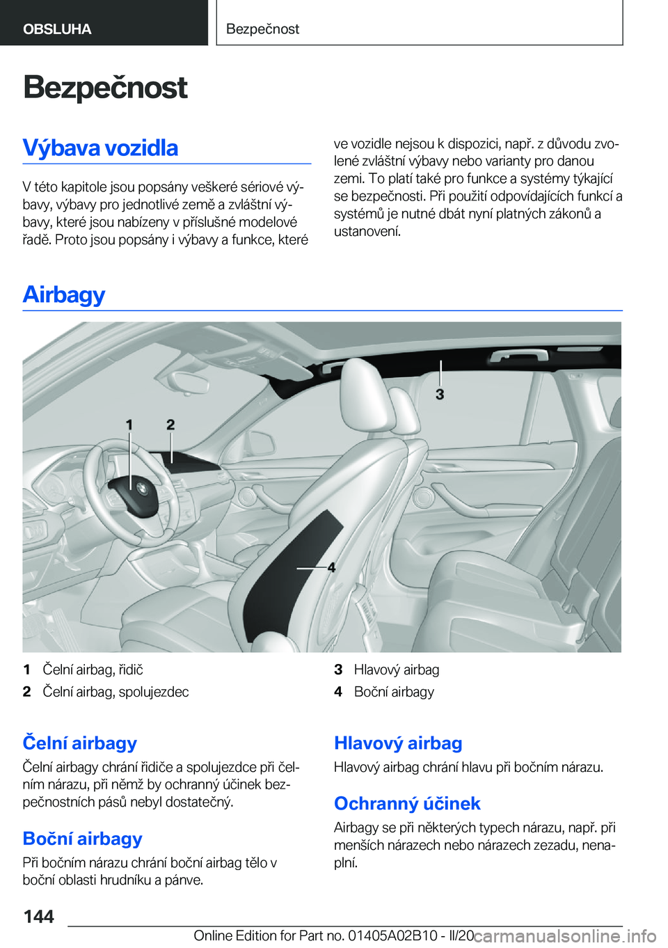 BMW X1 2020  Návod na použití (in Czech) �B�e�z�p�e�č�n�o�s�t�V�
