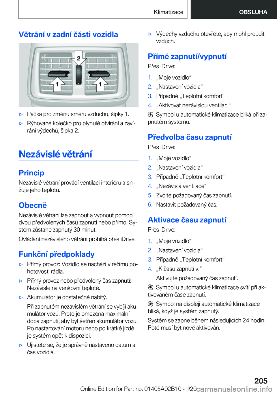 BMW X1 2020  Návod na použití (in Czech) �V�ě�t�r�