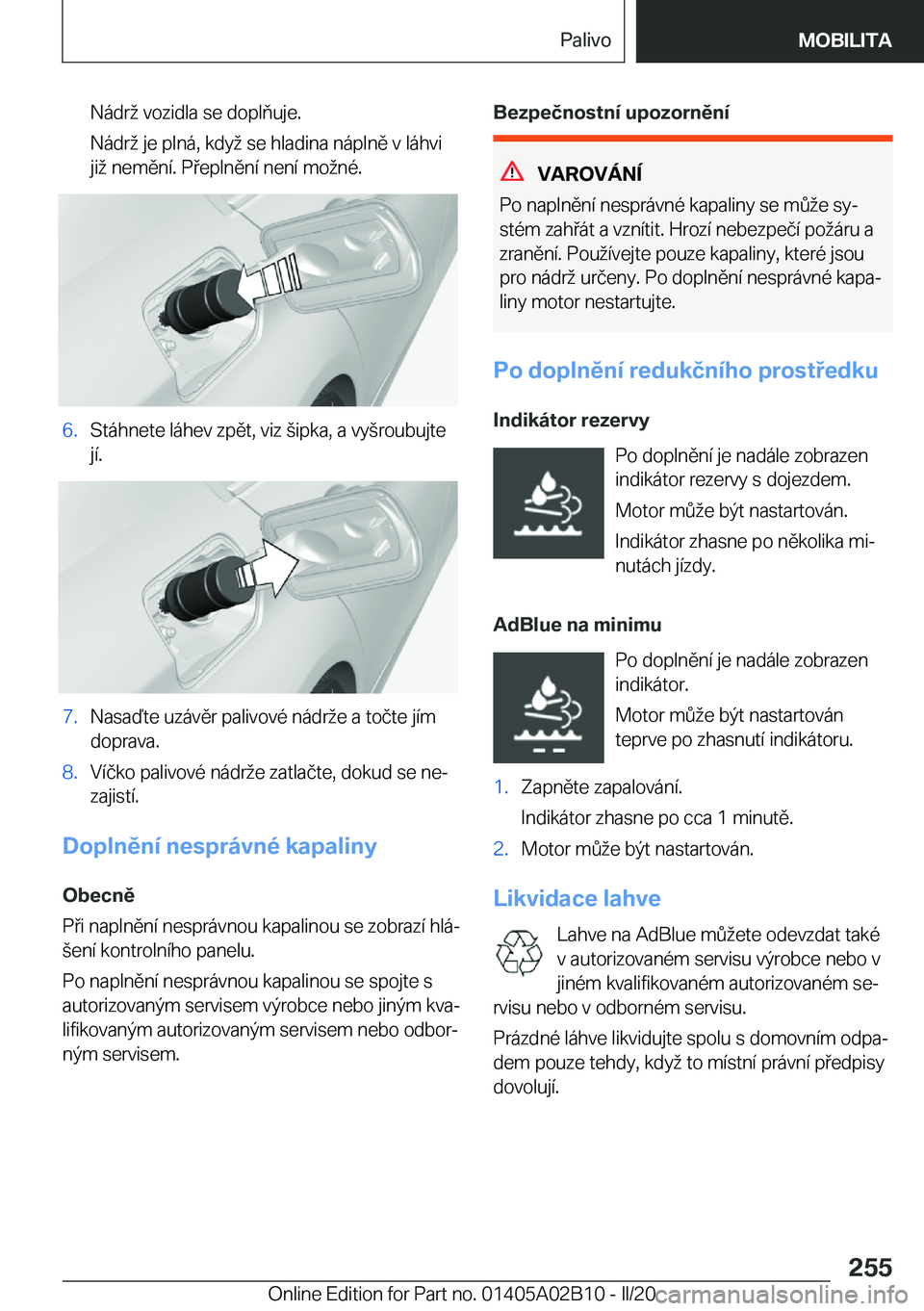 BMW X1 2020  Návod na použití (in Czech) �N�