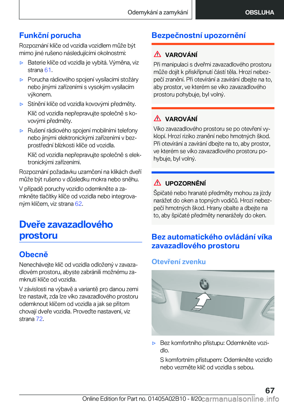BMW X1 2020  Návod na použití (in Czech) �F�u�n�k�č�n�