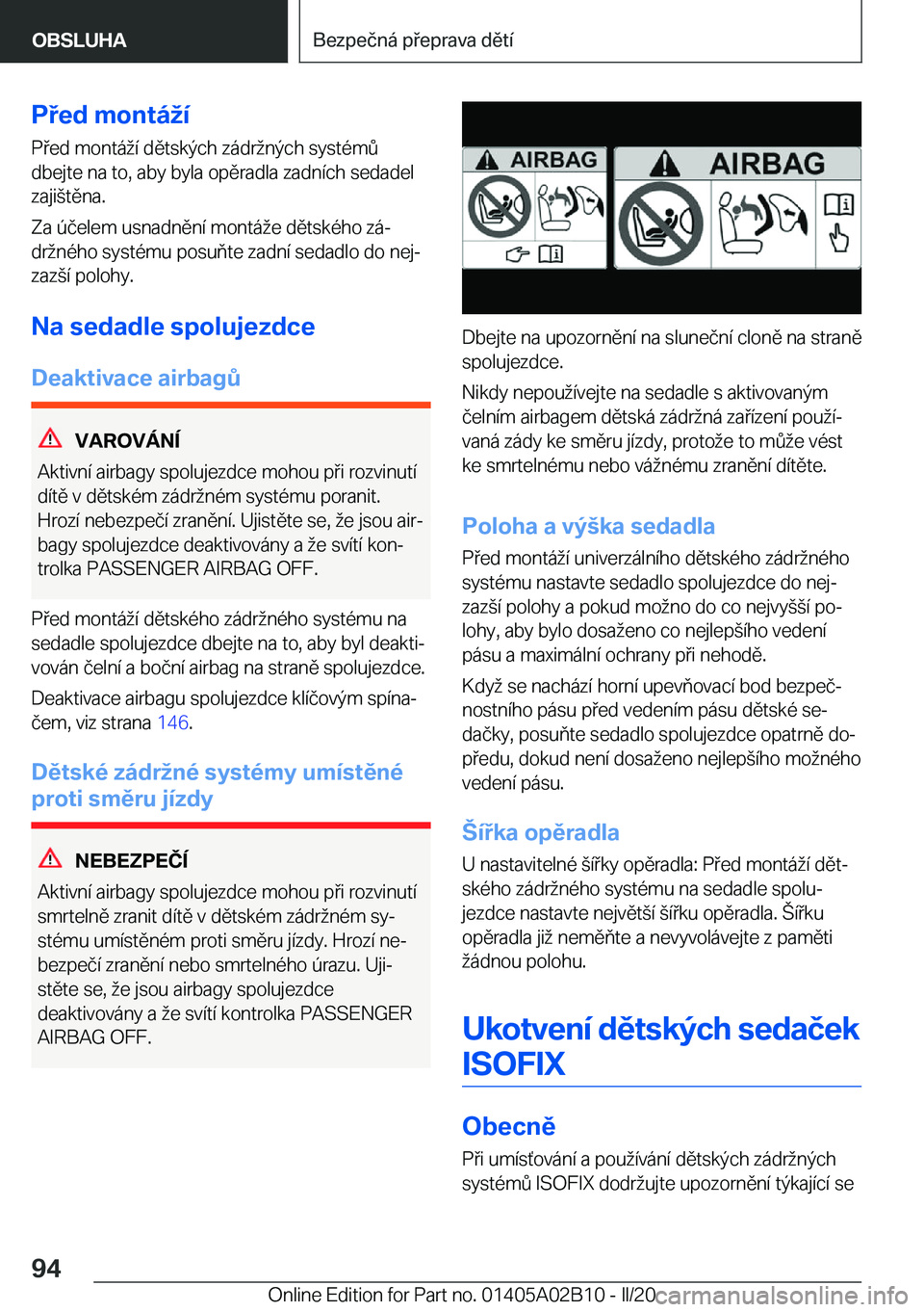 BMW X1 2020  Návod na použití (in Czech) �P�e�d��m�o�n�t�