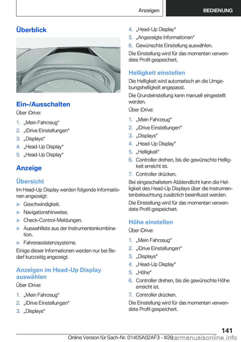 BMW X1 2020  Betriebsanleitungen (in German) �