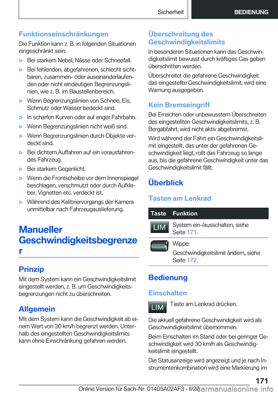 BMW X1 2020  Betriebsanleitungen (in German) �F�u�n�k�t�i�o�n�s�e�i�n�s�c�h�r�