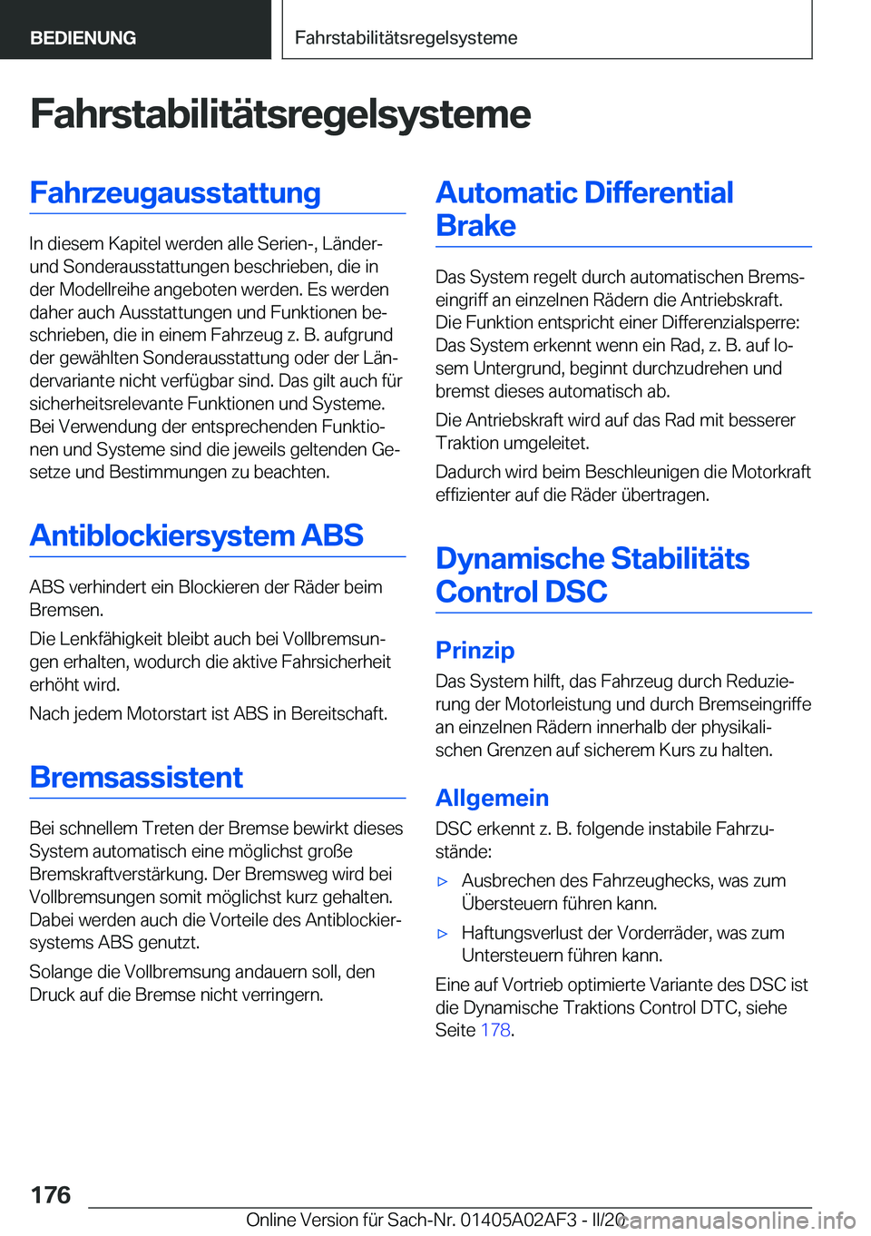 BMW X1 2020  Betriebsanleitungen (in German) �F�a�h�r�s�t�a�b�i�l�i�t�